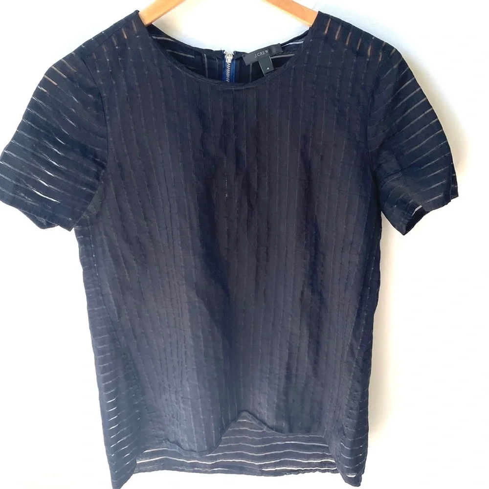 J. Crew Black sheer short sleeve Top